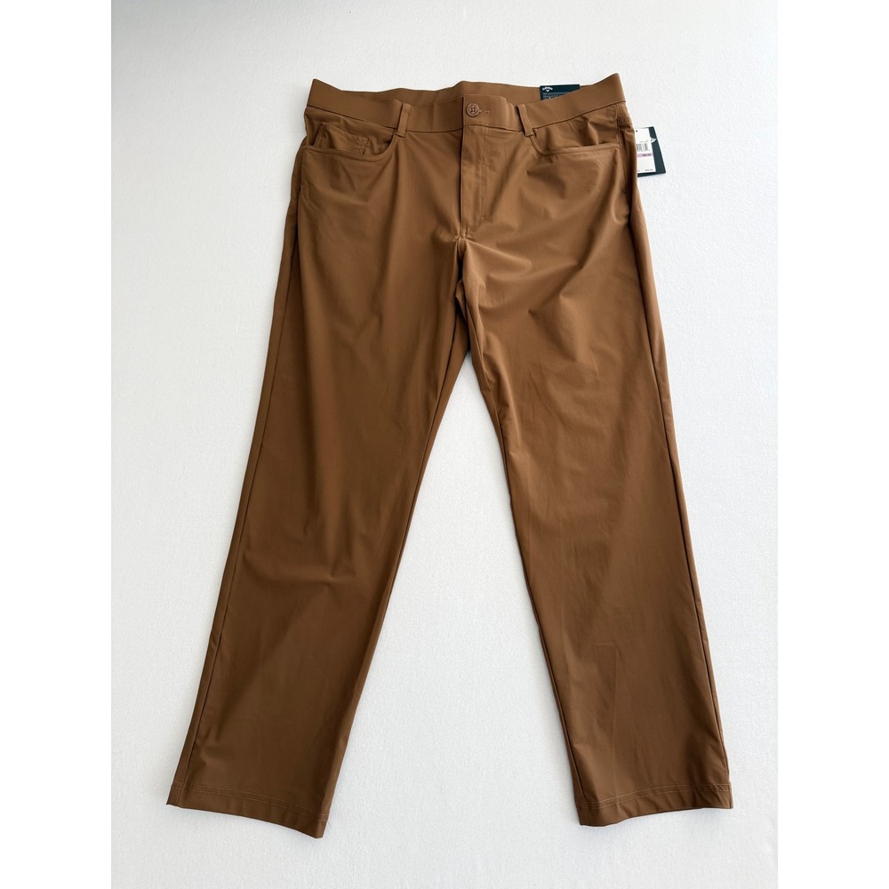Callaway Golf Pants 38x30 Dark Ginger Brown Stretch Waistband
